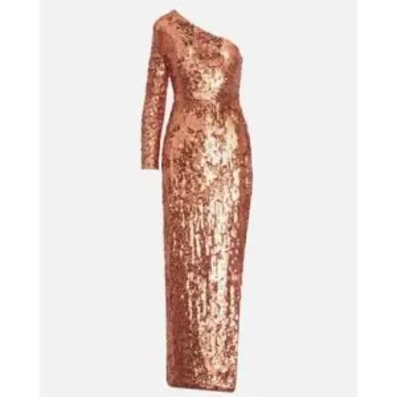 Mac Duggal NWT Sequined One Sleeve Column Gown, size 10 - Picture 3 of 13